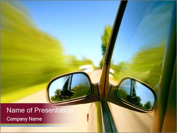 View from Car Side Mirror PowerPoint Template