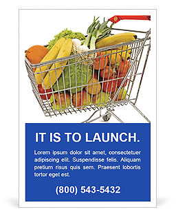 Fruits in Supermarket Trolley Ad Template
