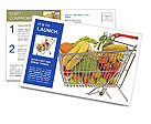 Fruits in Supermarket Trolley Postcard Template