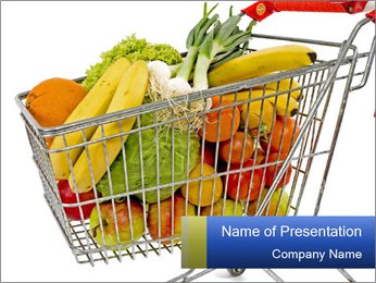 Fruits in Supermarket Trolley PowerPoint Template