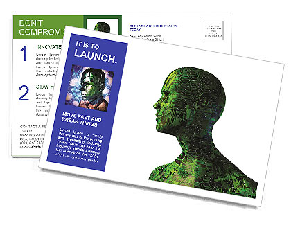 Green Digital Man Postcard Template