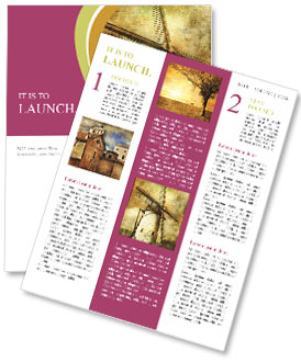 Vintage Postcard with Windmill Illustration Newsletter Template