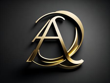 A gold letter logo on a black background Image