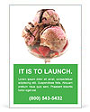 Chocolate Ice Cream with Fresh Strawberry Ad Template