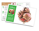 Chocolate Ice Cream with Fresh Strawberry Postcard Template