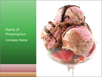 Chocolate Ice Cream with Fresh Strawberry PowerPoint Template
