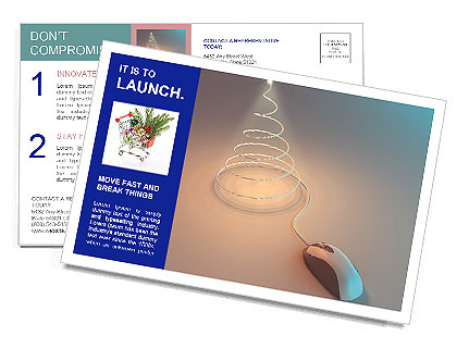 Christmas Tree Made of PC Mouse Wire Postcard Template