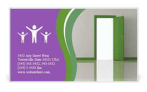 Opened Green Door Business Card Template