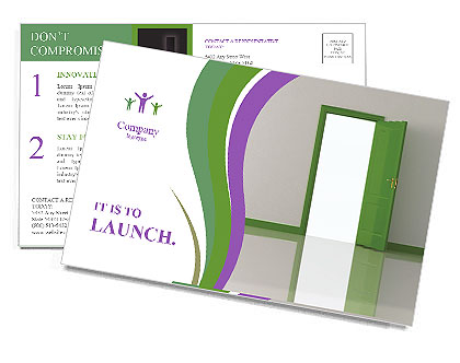 Opened Green Door Postcard Template