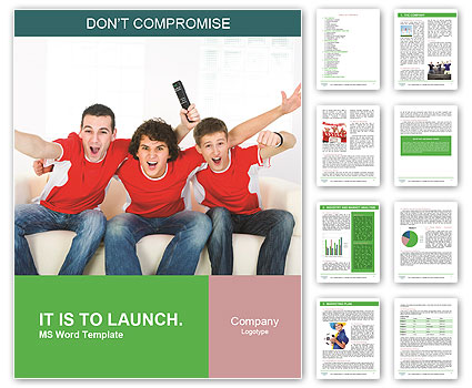 Three Guys Watching Football Competition Word Template