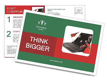 Laptop as Christmas Gift Postcard Template