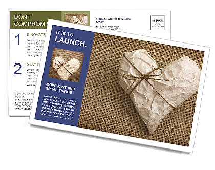 Heart Wrapped into Paper Postcard Template
