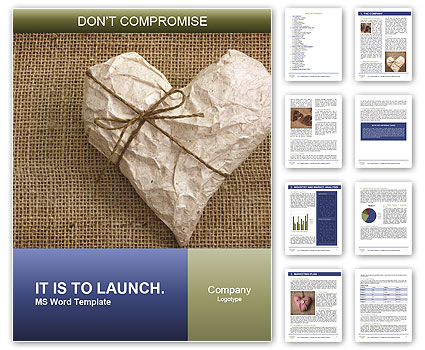 Heart Wrapped into Paper Word Template