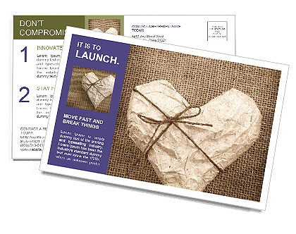 Heart Wrapped in Paper Postcard Template