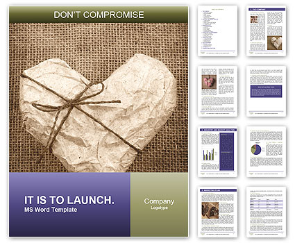Heart Wrapped in Paper Word Template
