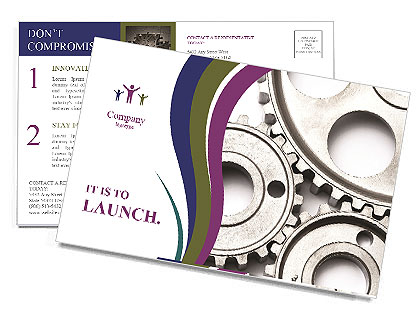 Clockwork Metallic Gear Postcard Template