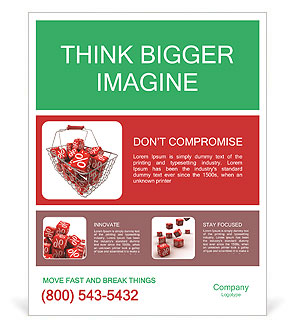 Shopping Basket Filled with Sale Cubes Poster Template