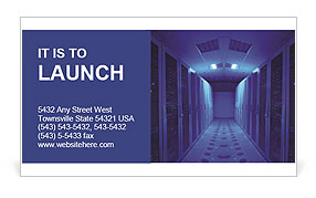 Blue Light in Server Room Business Card Template