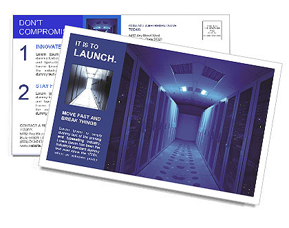 Blue Light in Server Room Postcard Template