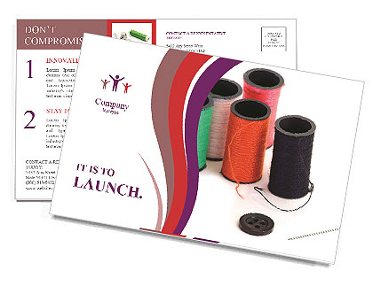 Set of Threads for Sewing Postcard Template