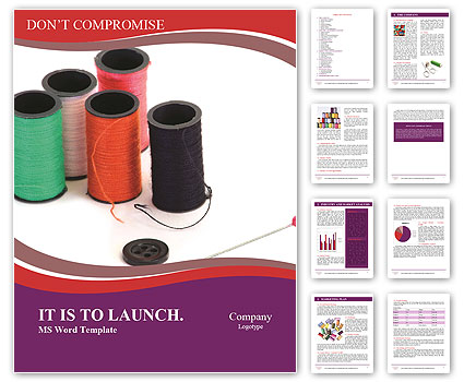 Set of Threads for Sewing Word Template