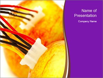 Connected Apples with Colorful Wires PowerPoint Template