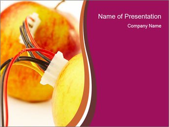 Wires Connecting Two Fresh Apples PowerPoint Template