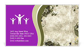 Floral Frame in Retro Style Business Card Template