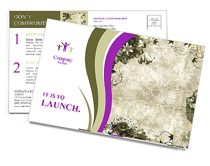 Floral Frame in Retro Style Postcard Template