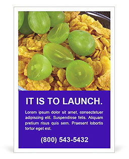 Breakfast Flakes with Sweet Grapes Ad Template