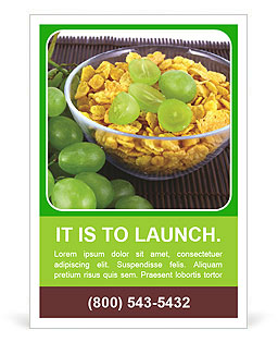 Cornflakes with Fresh Grapes Ad Template