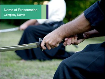 Martial Arts met Zwaard Sjablonen PowerPoint presentatie