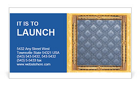 Golden Frame with Blue Pattern Business Card Template