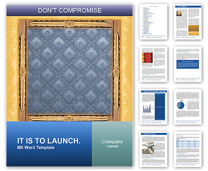 Golden Frame with Blue Pattern Word Template