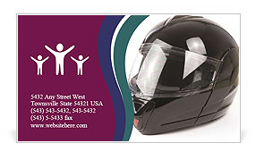 Black Glossy Motorbike Helmet Business Card Template