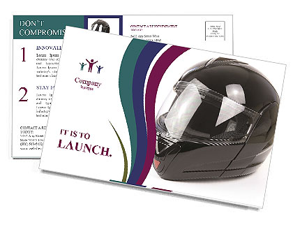 Black Glossy Motorbike Helmet Postcard Template