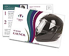 Black Glossy Motorbike Helmet Postcard Template