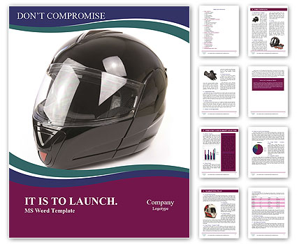 Black Glossy Motorbike Helmet Word Template