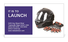 Biker Helmet with Leather Gloves Business Card Template