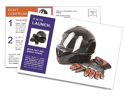 Biker Helmet with Leather Gloves Postcard Template