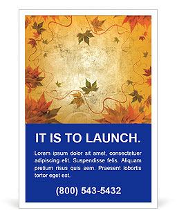 Sepia Autumn Leaves Pattern Ad Template