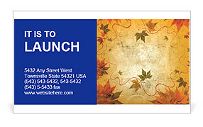 Sepia Autumn Leaves Pattern Business Card Template