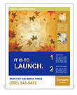 Sepia Autumn Leaves Pattern Poster Template