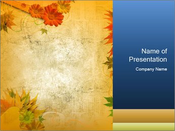 Frame with Autumn Flowers PowerPoint Template