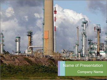 Chimneys at Industrial Zone PowerPoint Template