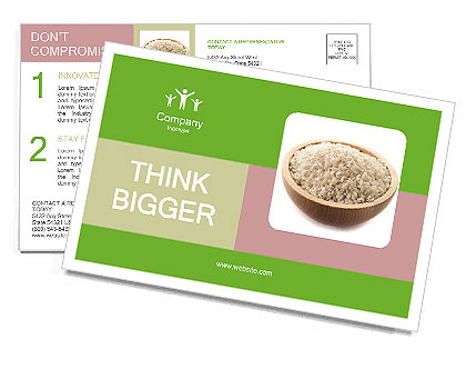 Wooden Bowl with Brown Rice Postcard Template