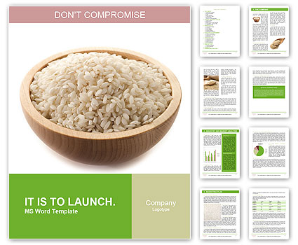 Wooden Bowl with Brown Rice Word Template