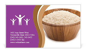 Wooden Bowl with Basmati Rice Business Card Template
