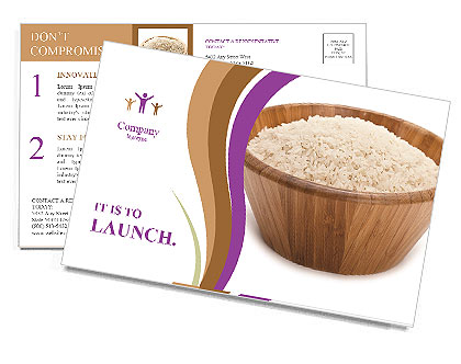 Wooden Bowl with Basmati Rice Postcard Template