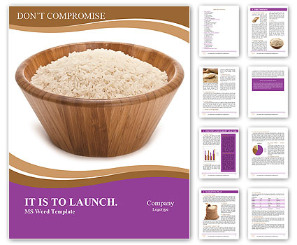 Wooden Bowl with Basmati Rice Word Template
